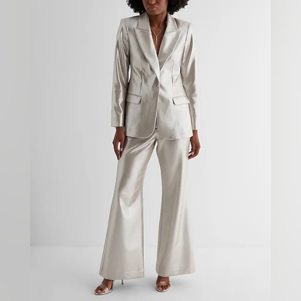 Express Metallic One Button Blazer - image 3